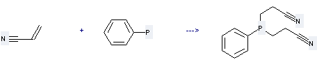 Propanenitrile,3,3'-(phenylphosphinidene)bis- can be prepared by acrylonitrile and phenylphosphane